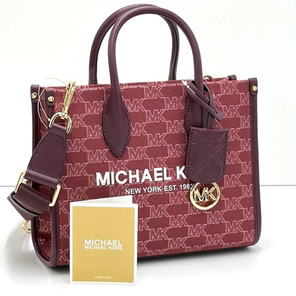 MICHAEL KORS MIRELLA SMALL SHOPPER TOP ZIP XBODY MULBERRY GLITTER MULTI COLOR